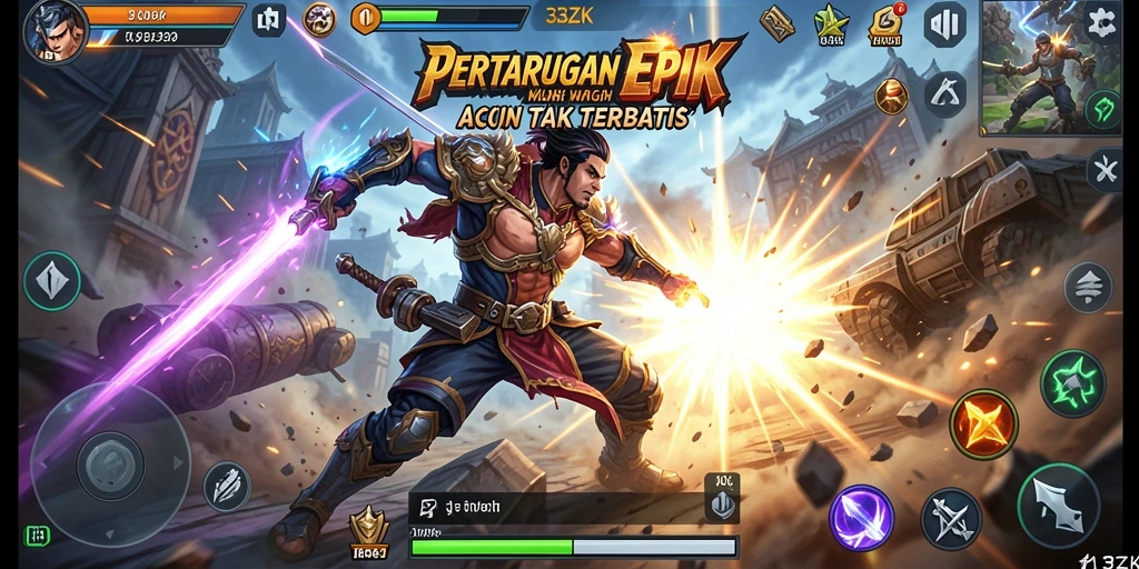Tampilan aksi mendebarkan dalam gameplay 33ZK.