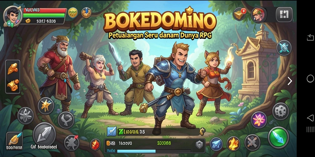 Tampilan gameplay RPG BOKEDOMINO yang menegangkan dan mengasyikkan.