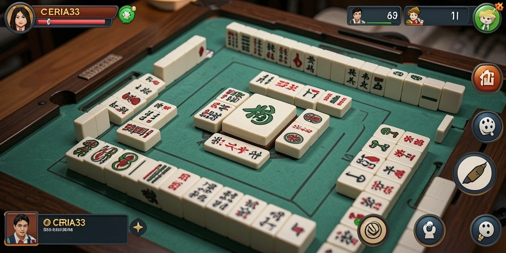 Tampilan gameplay Mahjong yang menarik di CERIA33.
