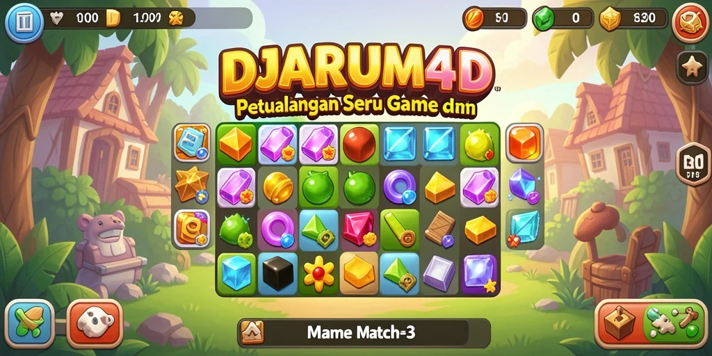 Tampilan gameplay DJARUM4D dengan variasi match-3 yang seru.