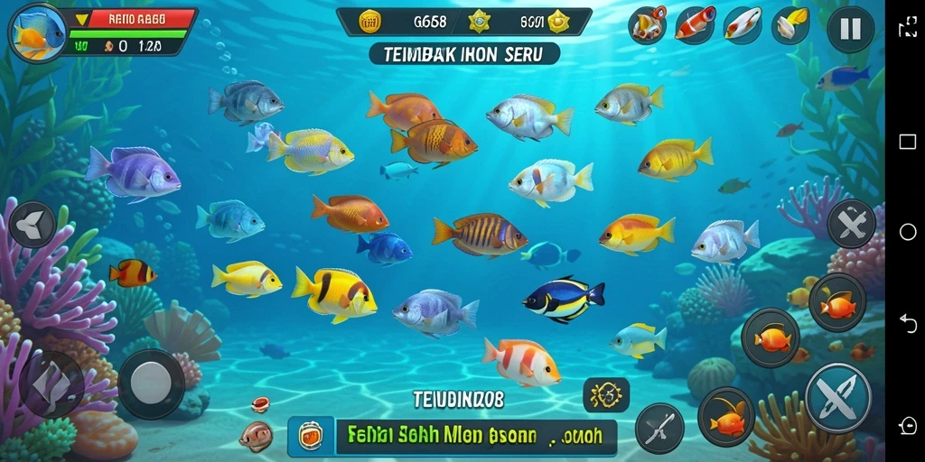 Tampilkan gameplay seru G668 dalam berburu ikan.