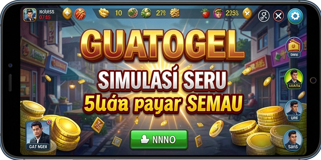 Tangkapan layar GUATOGEL menampilkan gameplay simulasi yang interaktif dan mendalam.