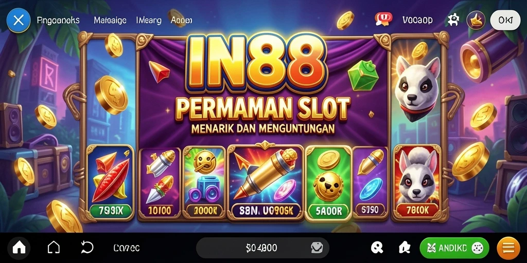 Tampilan gameplay IN88 dengan mesin Slot yang berwarna-warni dan menarik.