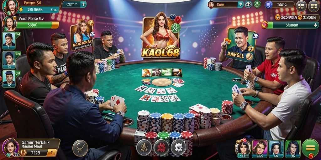Screenshot KAOL68 menampilkan gameplay Poker yang seru dan menegangkan.