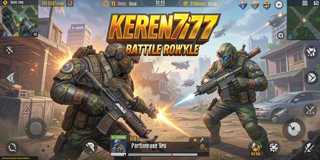 Tampilan menegangkan dari gameplay KEREN777 dalam pertempuran Battle Royale.