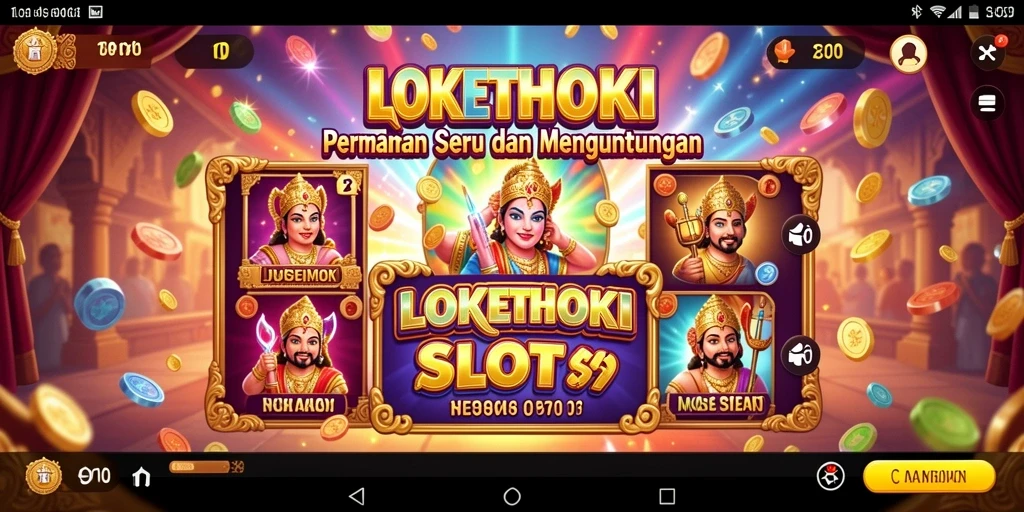 Tampilan gameplay menarik LOKETHOKI dengan berbagai simbol slot.