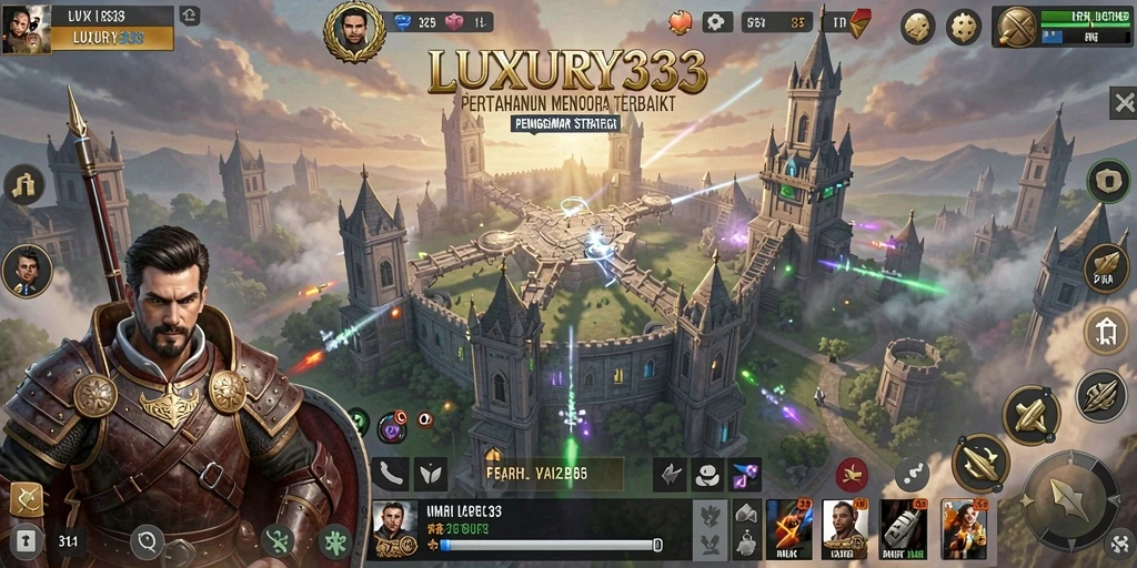 Tampilan gameplay mendebarkan dalam LUXURY333 Tower Defense.