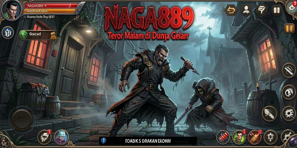 Tangkapan layar gameplay NAGA889 dengan suasana mencekam dan karakter menyeramkan.