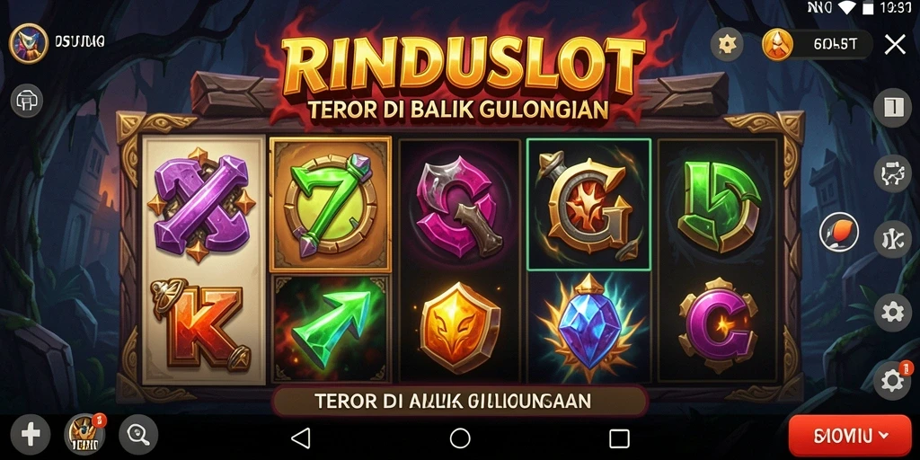 Screenshot gameplay RINDUSLOT yang menampilkan suasana menyeramkan.