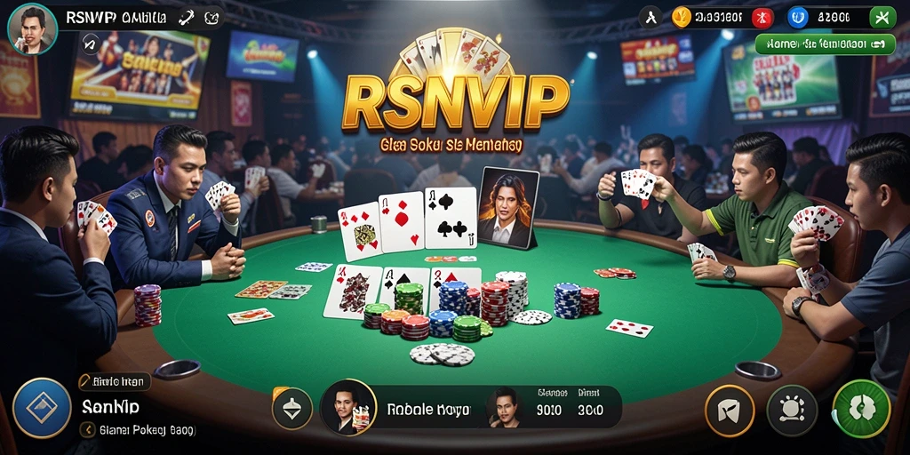 Tampilan gameplay seru di RSNVIP dengan berbagai jenis permainan poker.