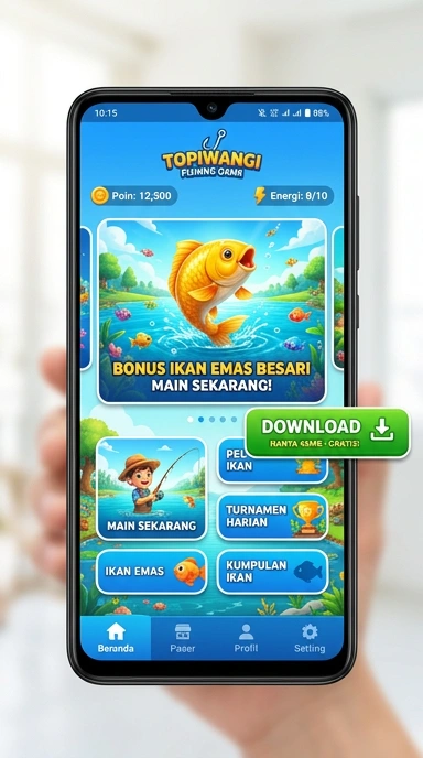 Tampilan beranda aplikasi topiwangi yang menarik dan informatif.